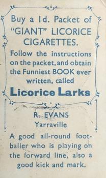 1933 Giant Brand Australian Licorice League and Association Footballers #NNO Roy Evans Back
